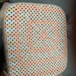 Afghan ~ Hand Crocheted Blanket ~ Yellow, orange and white