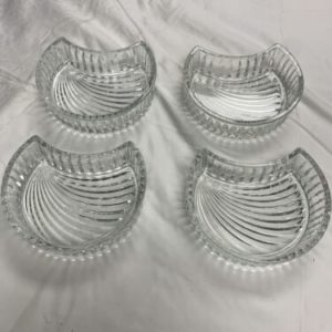 Lot Of 4 Four Crescent Shaped Cut Glass Bowls Dishes