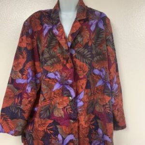 Women's Plus Size Maggie Sweet Floral Pattern Button Up Polyester Shirt Sz 1X