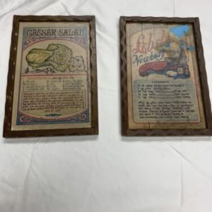 Lot Of 2 Vintage Lobster Newburg And Ceased Salad Recipe Wooden Wall Plaques